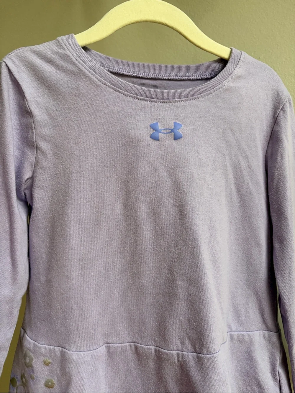 Under Armour Girls Lavender Long-Sleeve Peplum Top with Cream Leggings